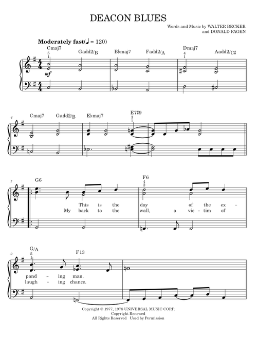 Deacon blues - Steely Dan (Easy Piano)