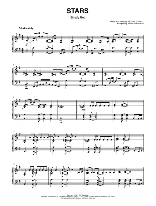 Stars (Arr. Mario Stallbaumer) - Simply Red (Piano Solo)