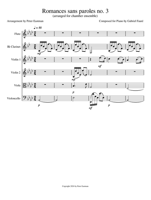 Romances sans paroles no. 3 (chamber ensemble) – Gabriel Fauré
