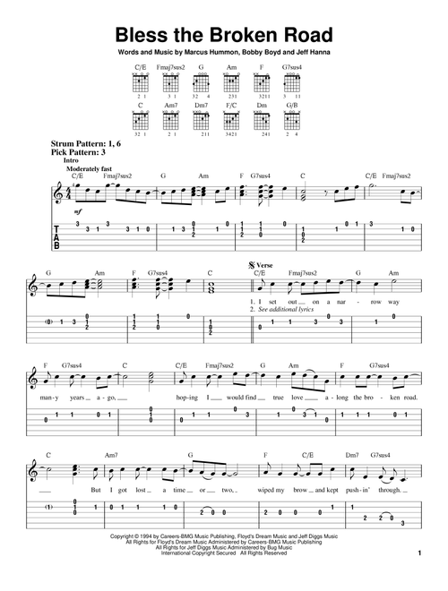 Bless The Broken Road - Rascal Flatts (Easy Guitar with TAB)