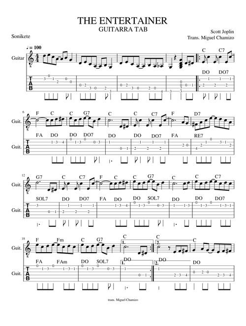 THE ENTERTAINER GUITARRA TAB