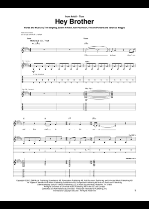 Hey brother – Avicii Sheet Music and Tab with Chords for