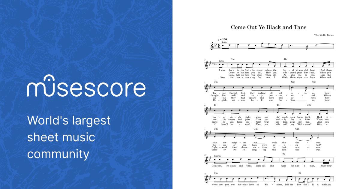 Come Out Ye Black and Tans — The Wolfe Tones Sheet music for Piano