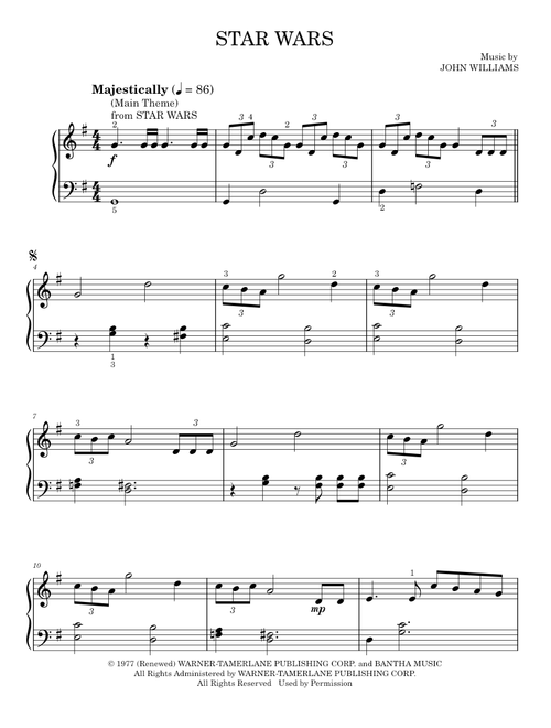 Star Wars Theme - John Williams (Easy Piano)