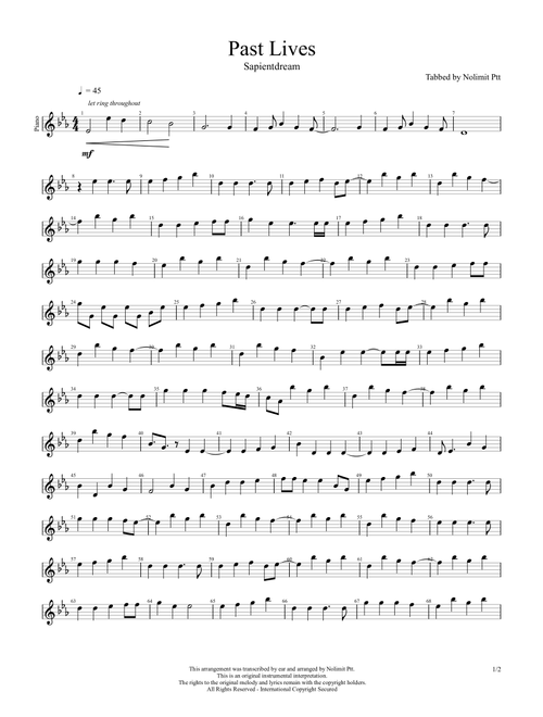 Past Lives (Arr. Righty) - Säpientdreäm (Easy Piano)
