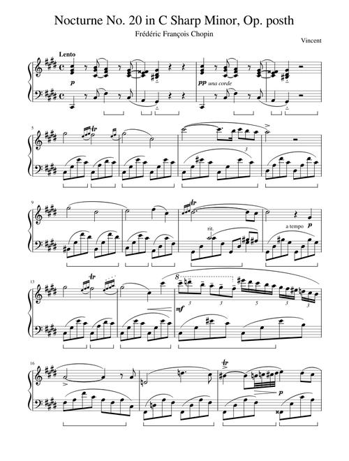 Chopin - Nocturne No. 20 in C Sharp Minor, Op. posth