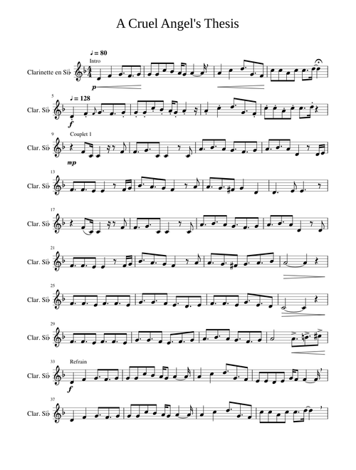 A Cruel Angel's Thesis Clarinet