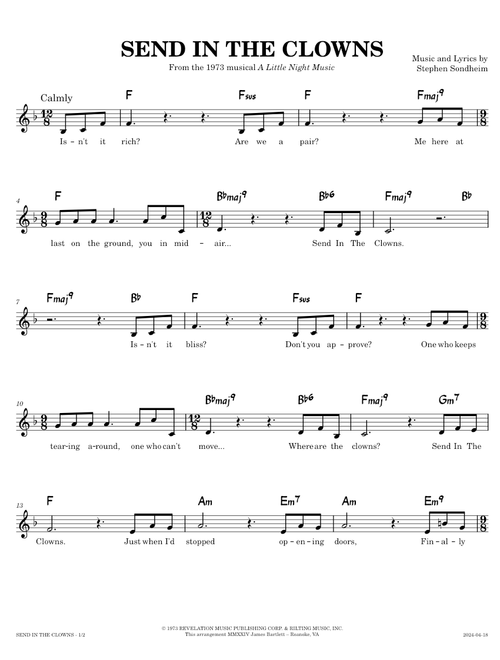 Send In the Clowns [lead sheet - F] – Stephen Sondheim