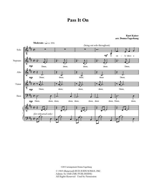 Pass It On (Arr. Donna Fagerhaug) - Kurt Kaiser (Choral, SATB)