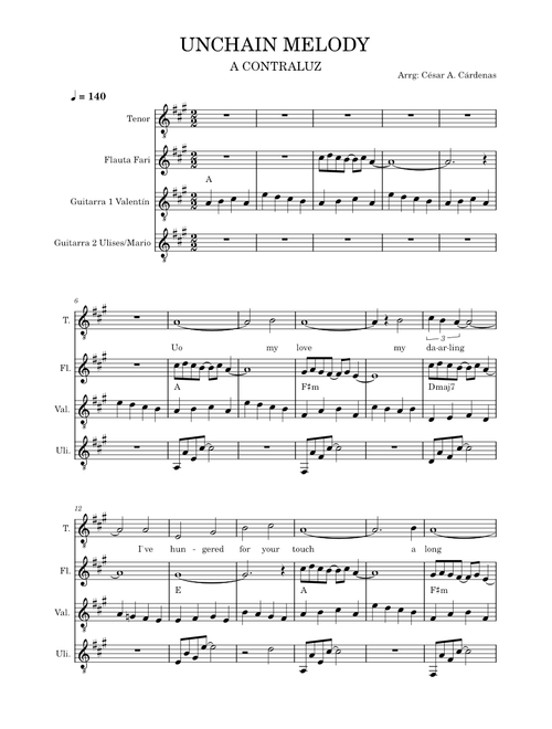 ARREGLO UNCHAIN MELODY INSTRUMENTOS