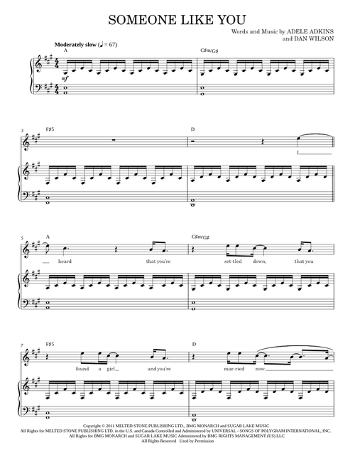 Someone Like You - Adele (Piano Vocal)