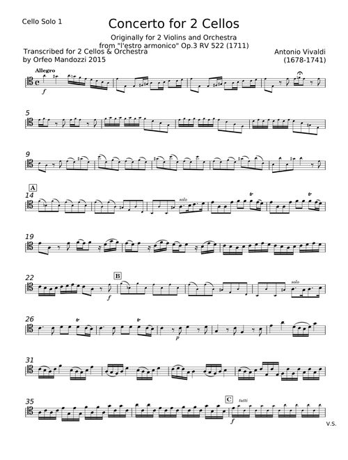 Concerto for 2 Cellos in G minor, RV 531 - Antonio Vivaldi
