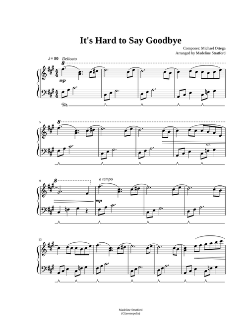 It's Hard to Say Goodbye Michael Ortega Piano Solo