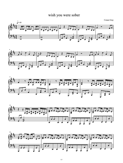 Wish You Were Sober (Arr. Conan Gray) (Piano Solo)