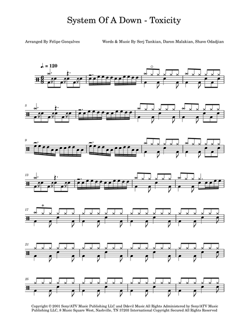 Toxicity (Arr. The Ninja) - System Of A Down (Drums)