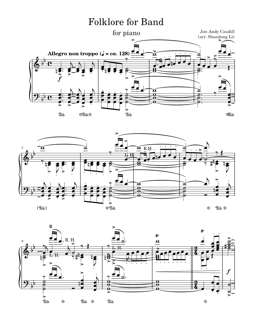 Folklore for Band Jim Andy Caudill Sheet music for Piano (Solo)