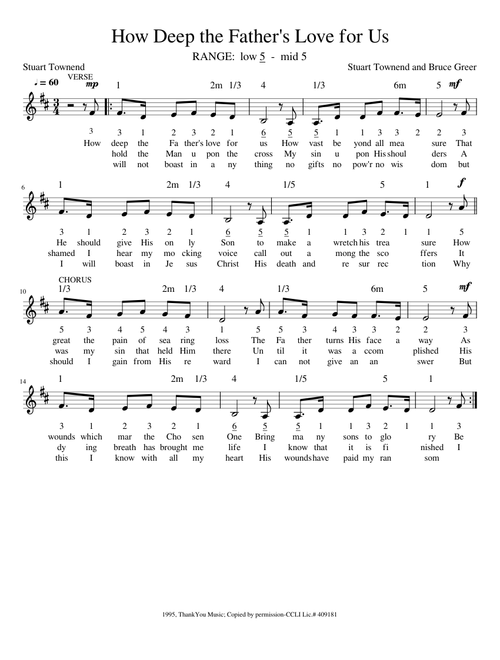 How Deep the Father's Love by # with lyrics in 3/4 time