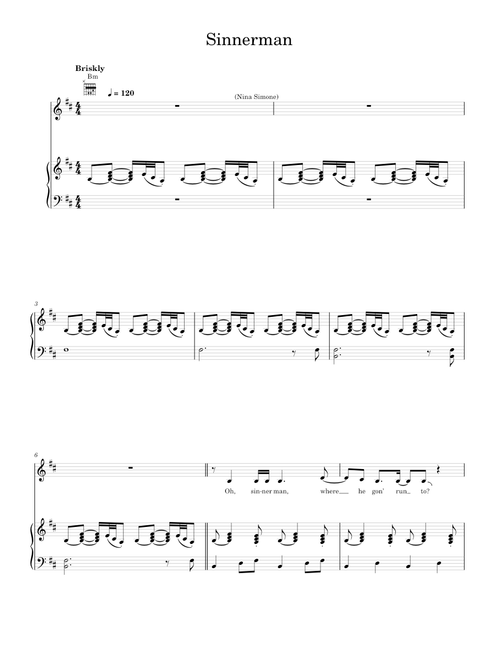 Sinnerman - Nina Simone (Piano-Voice-Guitar)