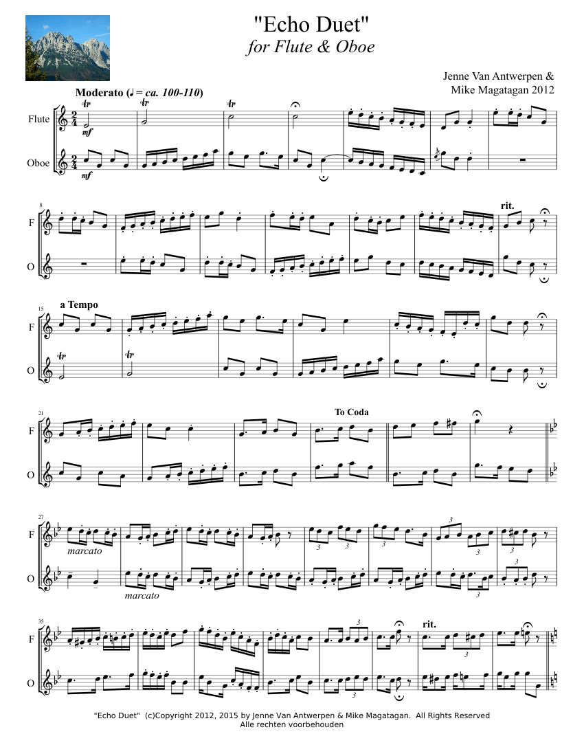 "Echo Duet" for Flute & Oboe Sheet music for Flute, Oboe (Woodwind Duet