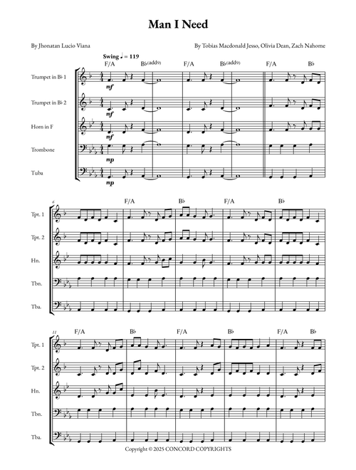 Man I Need (Arr. Jhonatan Lucio Viana) - Olivia Dean (Brass Ensemble)