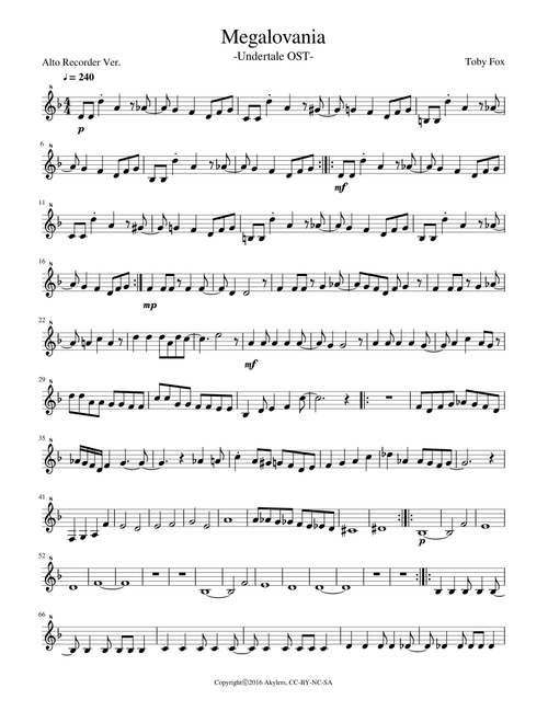 Megalovania(Alto Recorder Arranged)