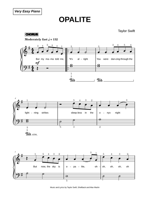 Opalite - Taylor Swift (Very Easy Piano)