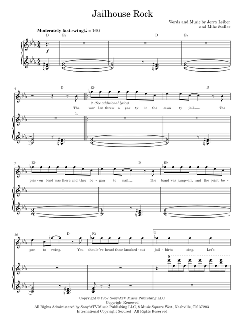 Jailhouse Rock - Elvis Presley, Leiber & Stoller (Piano Vocal)