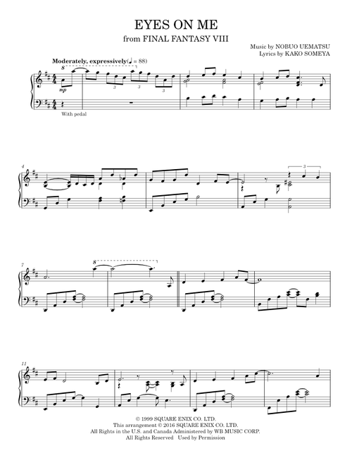 Eyes On Me (from Final Fantasy VIII) - Kako Someya & Nobuo Uematsu (Piano Solo)