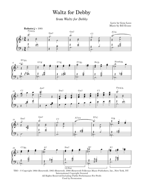Waltz for debby - Bill Evans (Piano Solo)