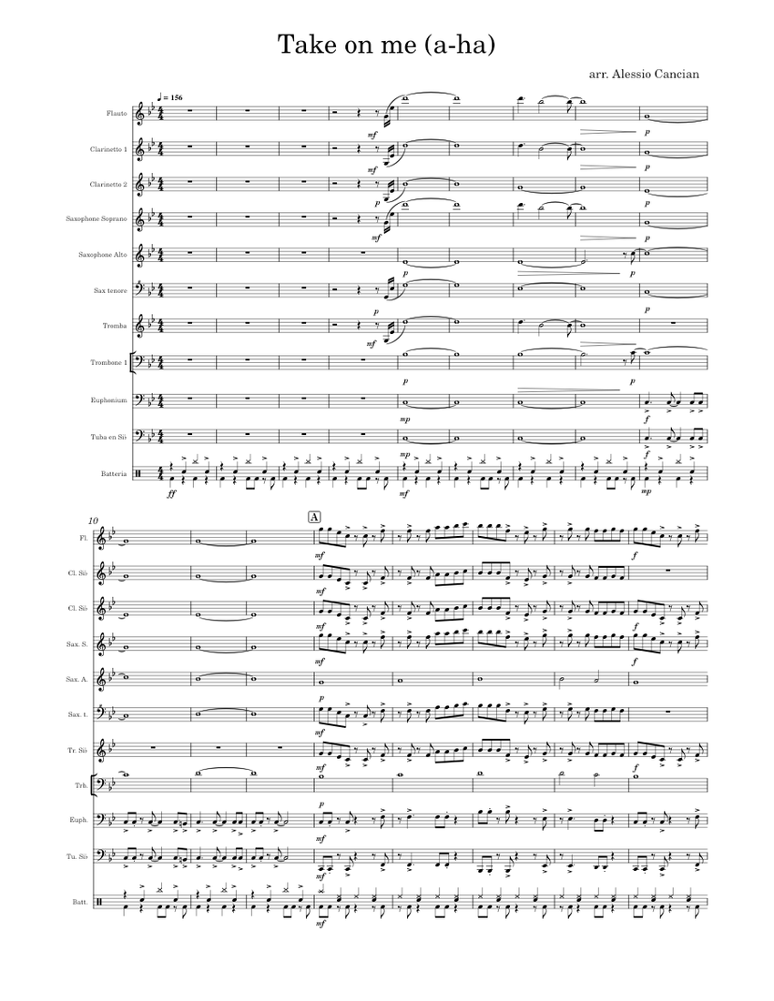 Take_on_me_aha Sheet music for Trombone, Euphonium, Tuba, Flute & more instruments (Concert