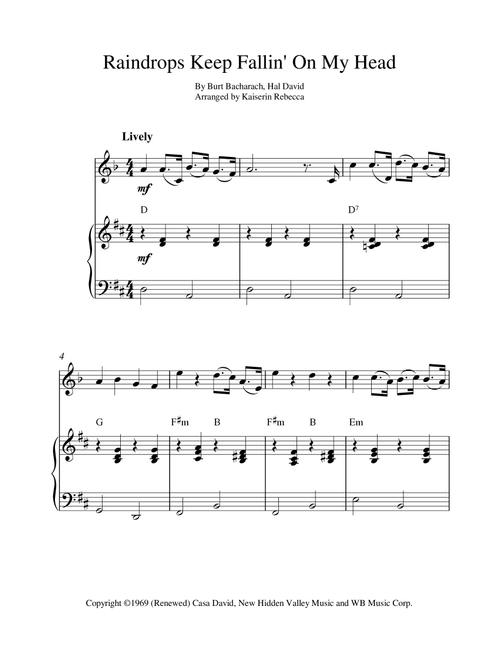Raindrops Keep Fallin' On My Head (Arr. Kaiserin Rebecca) - Foster & Allen (Clarinet and Piano)