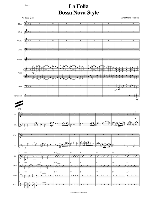 La Folia in Bossa Nova Style - David Warin Solomons (Large Ensemble)
