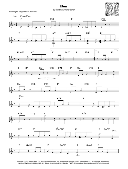 Ben (Arr. Piano) - Michael Jackson (Piano Chords-Lyrics)