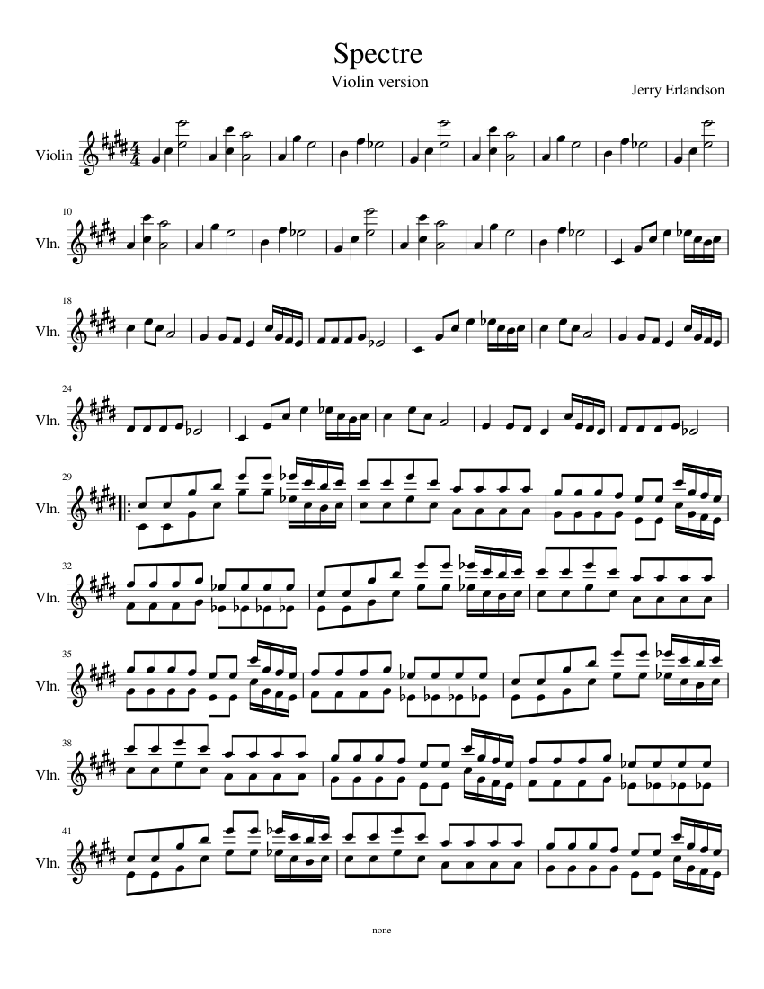 freno Recitar Acusador Spectre-Alan Walker Sheet music for Piano, Violin (Solo) | Musescore.com