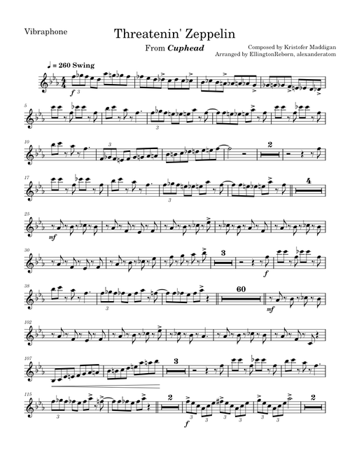 Threatenin' Zeppelin Vibraphone Part