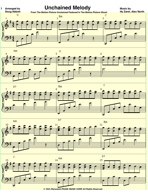 Unchained Melody (Arr. Doug Abbott) - Al Hibbler (Piano-Vocal-Guitar (Piano Accompaniment))