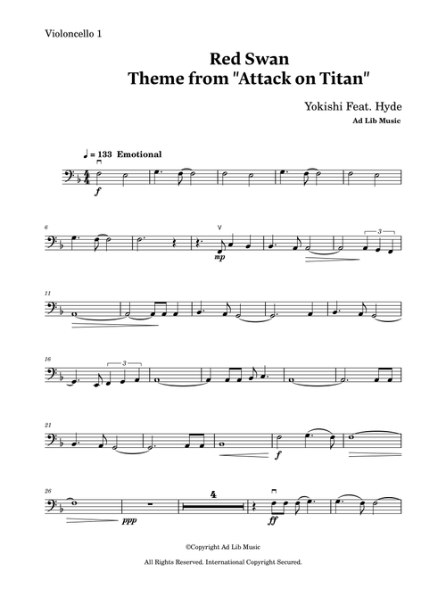 Red Swan (Arr. Charles Lam) - Yoshiki (Cello Solo)