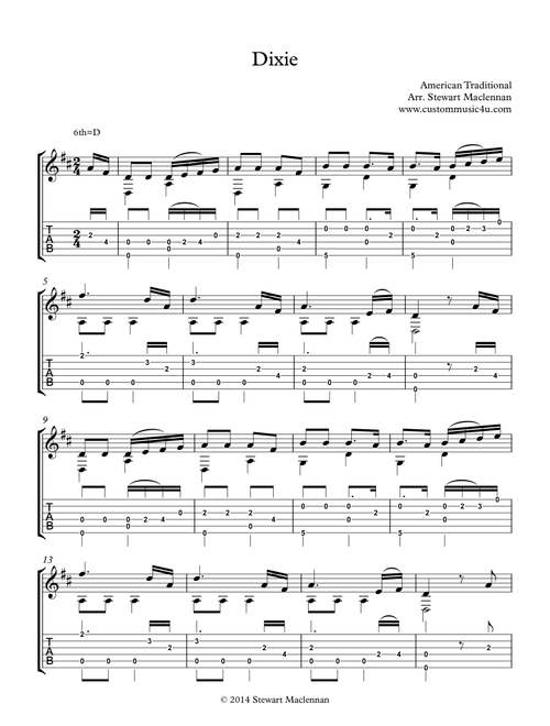 Dixie (Arr. Stewart Maclennan) - Daniel Decatur Emmett (1815-1904) (Solo Guitar)