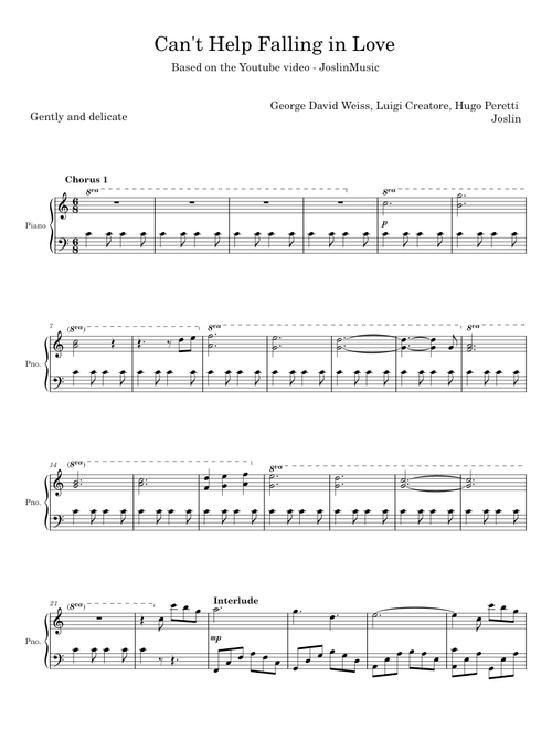 Can`t Help Falling In Love - Bob Thiele and George David Weiss
