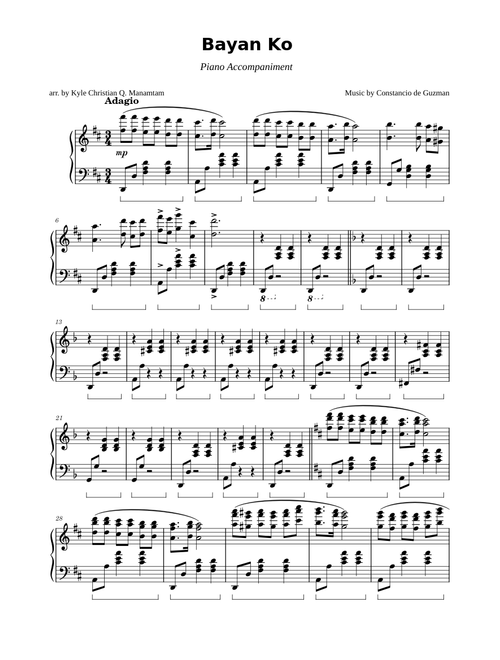 Bayan Ko Piano Accompaniment