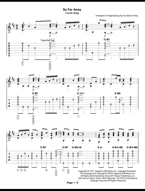 So Far Away (Arr. Steven Michael King) - Carole King, Rod Stewart (Solo Guitar)