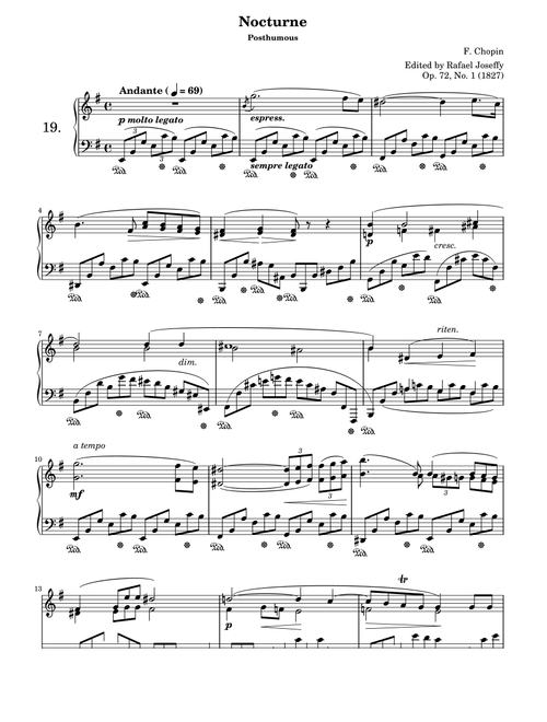 Nocturne No. 19 in E minor (Arr. Joan) - F Chopin (Piano Solo)