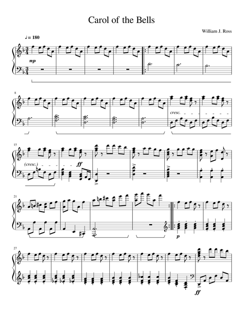 Carol of the Bells sheet music arranged by Will_Ross for Solo
