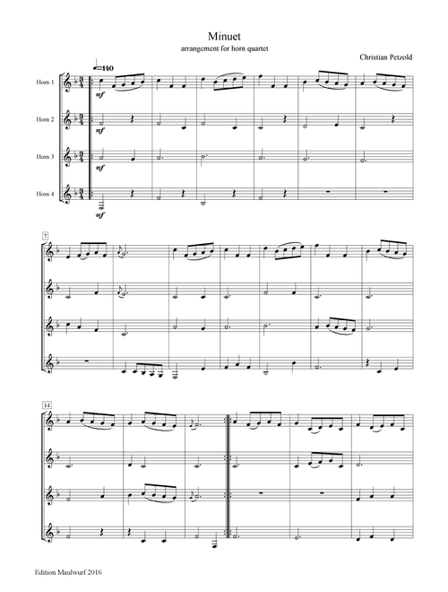 Minuet (Arr. Edition Maulwurf) - Christian Petzold (Brass Ensemble)