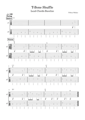 Play Official version of T-bone shuffle Sheet Music by T-Bone Play Official version of T-bone shuffle Sheet Music by T-Bone