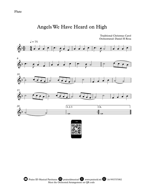 Angels We Have Heard on High  - Gloria in excelsi Deo - Easy Flute (Arr. Daniel H Rosa) - Traditional Christmas Carol (Flute Solo)