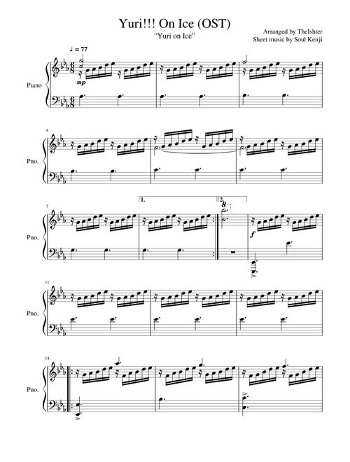 Yuri!!! on Ice OST - "Yuri on Ice" | TheIsther Sheet Music | Full Sheet (Remastered)