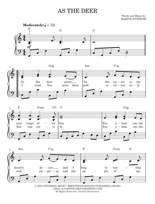 As the deer - Martin Nystrom (Easy Piano)