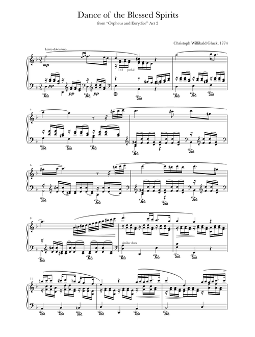 Dance of the Blessed Spirits - from "Orpheus and Eurydice" by C W Gluck (Arr. Thomas Ling of Sibu) - Christoph Willibald Gluck (Piano Solo)