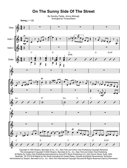 On The Sunny Side Of The Street (Arr. Tunescribers) - Dorothy Fields, Jimmy McHugh (Guitar Tab with Voice)